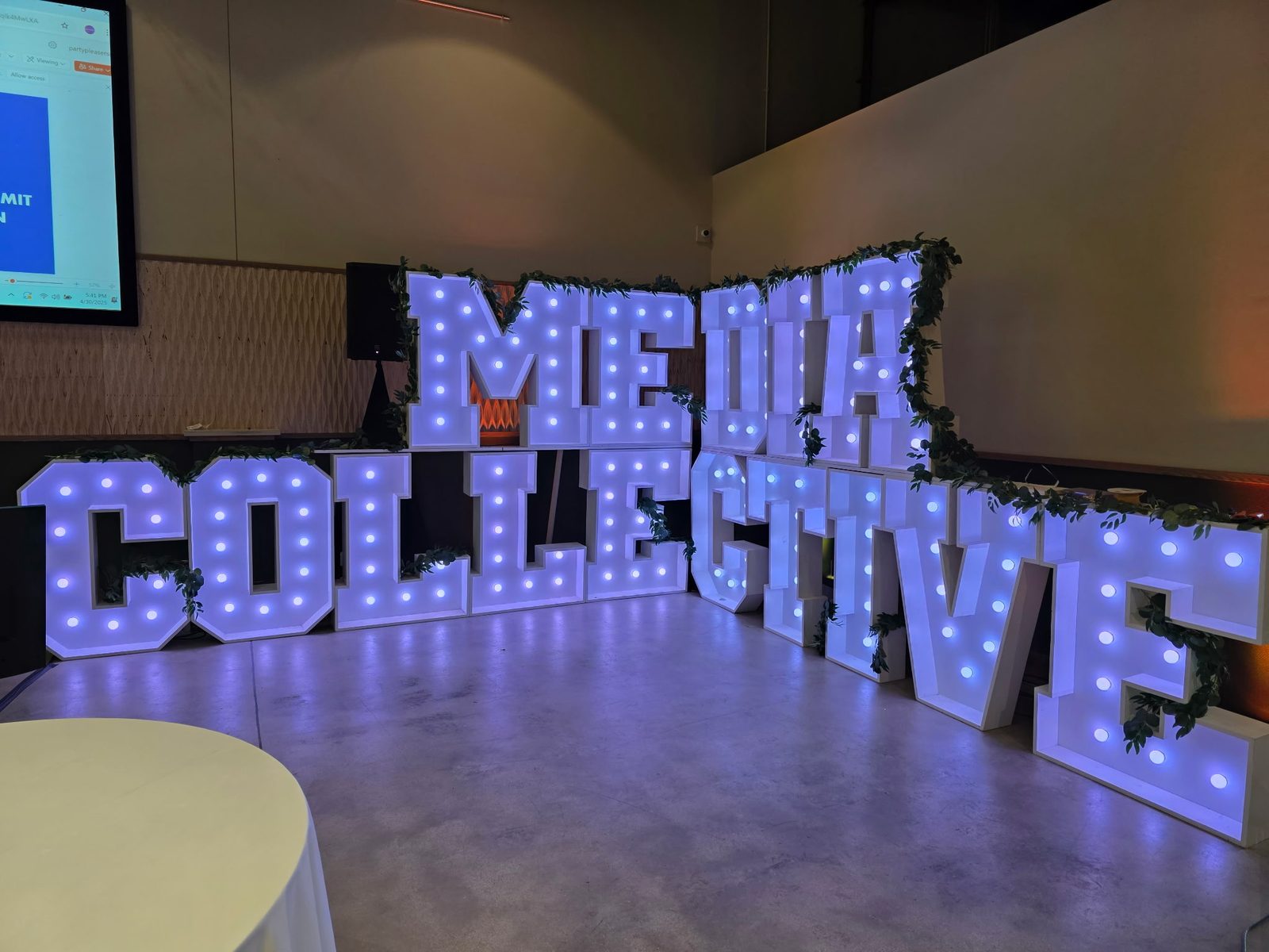 Stacked LED marquee letters at Cincinnati corporate event